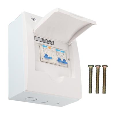 Indoor Distribution Box 2 MCB(B6A+B32A) RCD(63A 1P+N) 2 Way for Garage Factory UK Style 230V