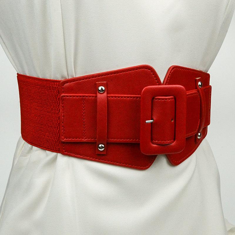 Women's Bag Buckle Elastic Belt Waist Seal Versatile Dress Coat Elastic Waist Seal Women's Decorative Elasticity