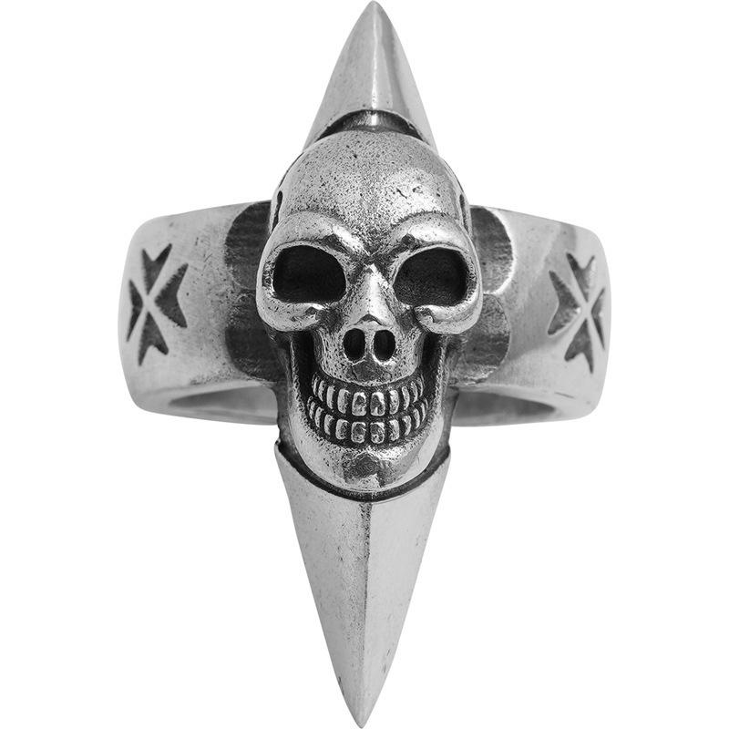 

Trendy Brand Domineering Hardcore Men s Punk Rivet Smile Skull Open Ring one size(US size 6-13) срібний