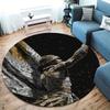 Retro Line Roman Warrior Round Area Rug,Carpet Rug for Living Room Bedroom Sofa Playroom Decor,Non-slip Floor Mat