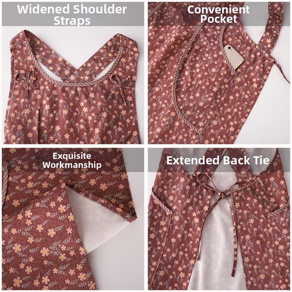Oil-Resistant Cotton Canvas Apron Breathable Fabric Bib Apron with Pockets  For Women