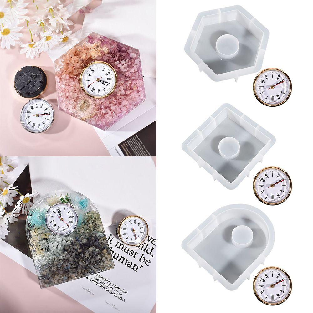 

Gifts Square Hexagonal Clock Mold Bookend Table Silicone Mould Epoxy Resin Casting Molds