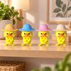 3D Printed Duck Figurine Set of 4 with Angry Face and Crossed Arm, Textured Hat Decorations for Office Desks, Display Shelves, and Entryways