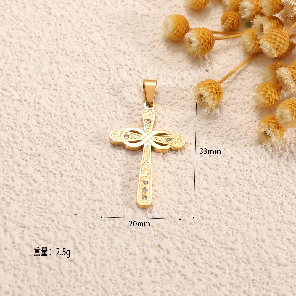 Europe and the United States hot-selling stainless steel cross collection pendant slightly inlaid zircon personality retro versatile