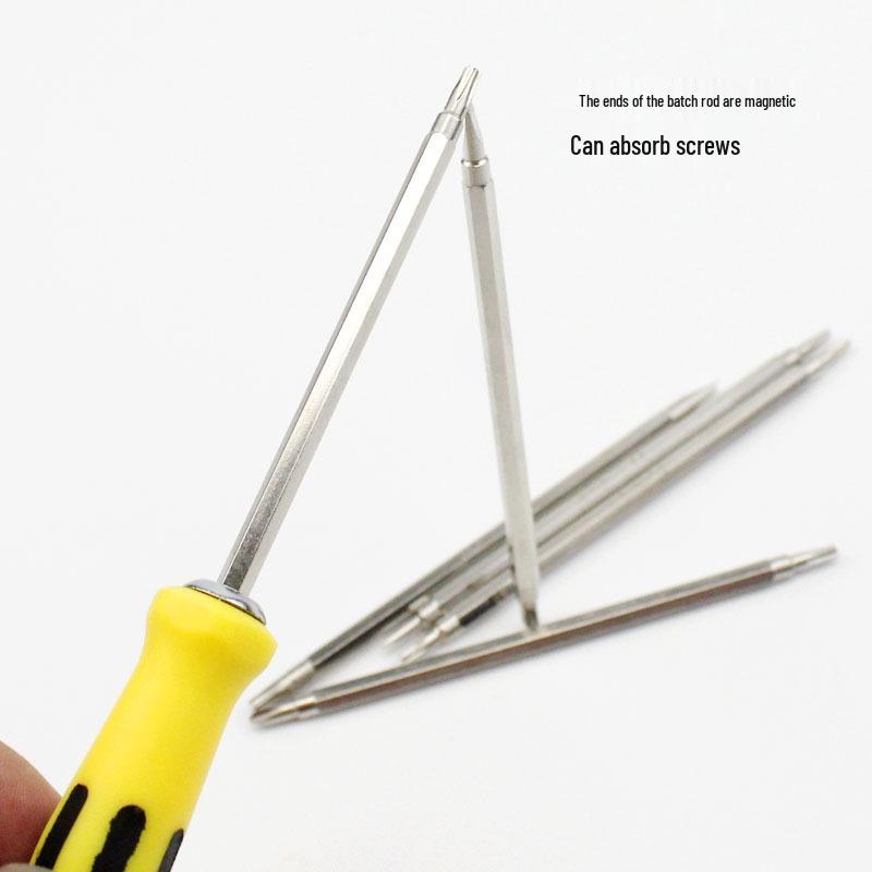 6-in-1 Multi-purpose Magnetic Screwdriver Set with Cross, Flat, Y-Type, Plum Blossom, Hexagonal, and U-Type Bits