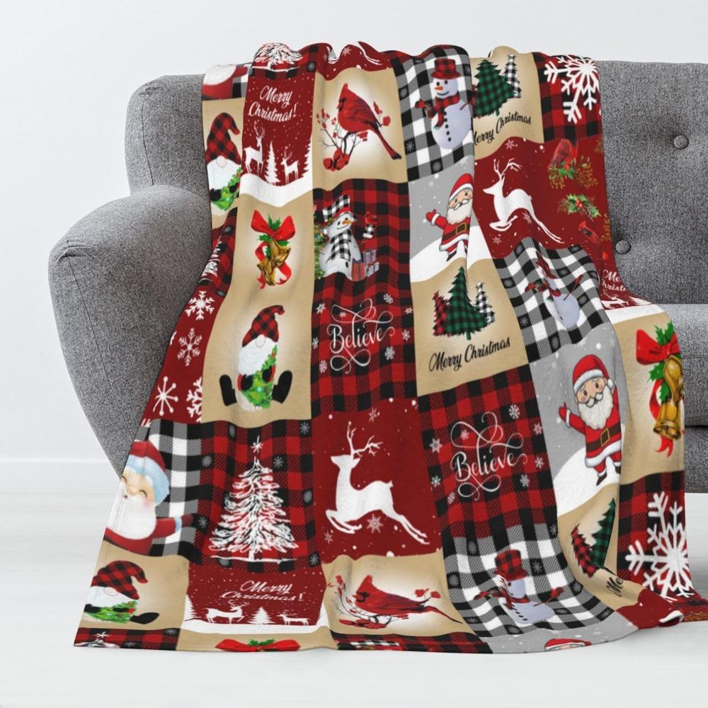 Christmas Blanket Snowflake Gnome Santa Claus Xmas Tree Throw Blanket for Couch Lightweight Soft and Warm for Sofa Bed