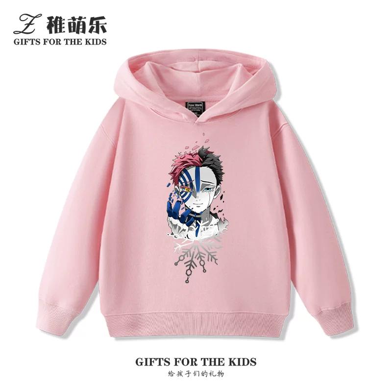 Sudaderas con capucha para niños con estampado de Demon Slayer, sudaderas informales de otoño/invierno para niños y niñas.