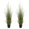 Artificial Grass Plant, 2 Pack 1194mm Reed Flower Grass In Pot, Premium PVC Faux Fake Greenery Shrubs Plant for Indoor Outdoor House Home Garden