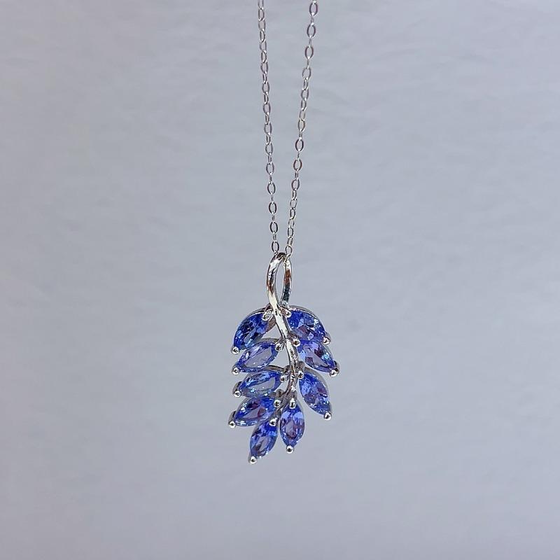 Sace Gems 925 Sterling Sølv 3*6MM Naturlig Tanzanitt Anheng Halskjeder for Kvinner To Måter å Bruke Det Fint Smykke Bursdag