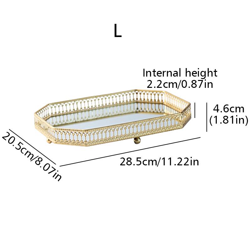 1PC Metal Cosmetics Trays Octagonal Versatile for Accessories Jewelry Tray Elegant Tray Organizer Jewelry 2 Sizes