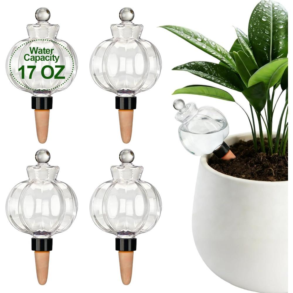 

4pcs Leakproof Plant Watering Globes - Top Fill Self Watering Planter Insert Slow Release Water Bulbs with Terracotta Spikes for Indoor Plants 4pcs