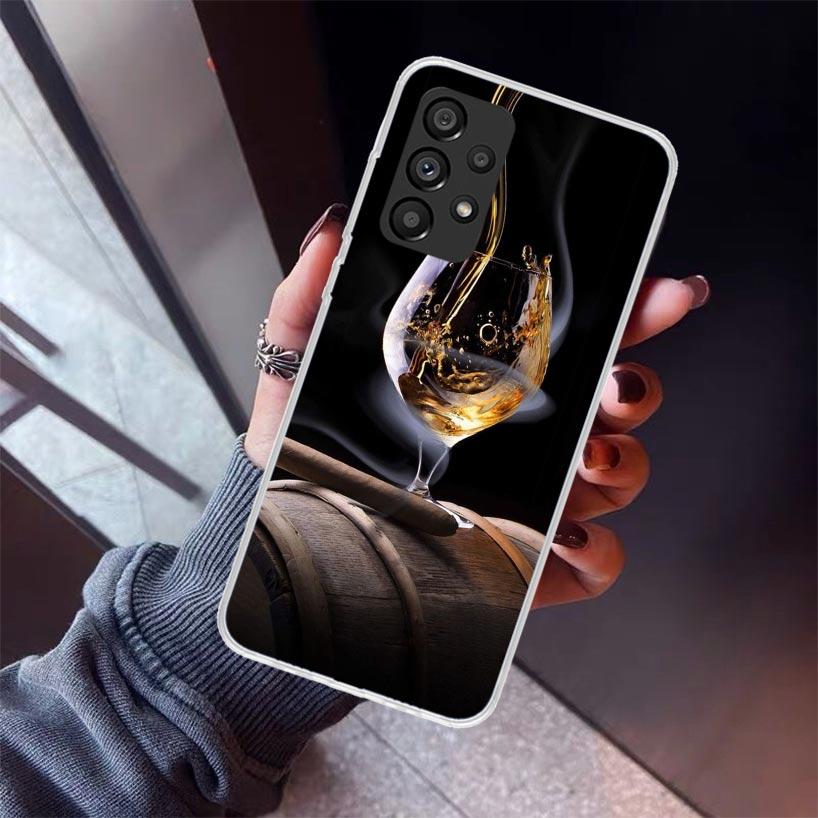 Cigar Whiskey Ice Drink Phone Case For Samsung Galaxy A12 A52S A42 A32 A22 A51 A50 Note 20 Ultra 10 S10 Plus A71 A70 A31 A30 A10