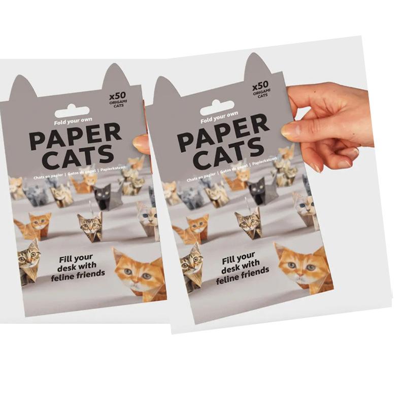 Creative DIY Paper Cats Handmade DIY Paper Cat Dog Dinosaur Folding Animal Folding Craft Paper Set for Home Decoration Gifts