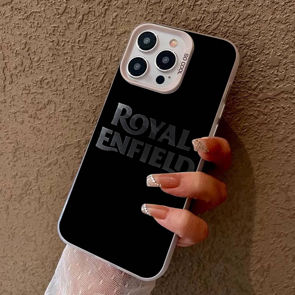 R-ROYALS E-ENFIELDS Logo Phone Cover For IPhone 16 15 14 13 12 11 17 Pro Max Plus Color Silver Shell