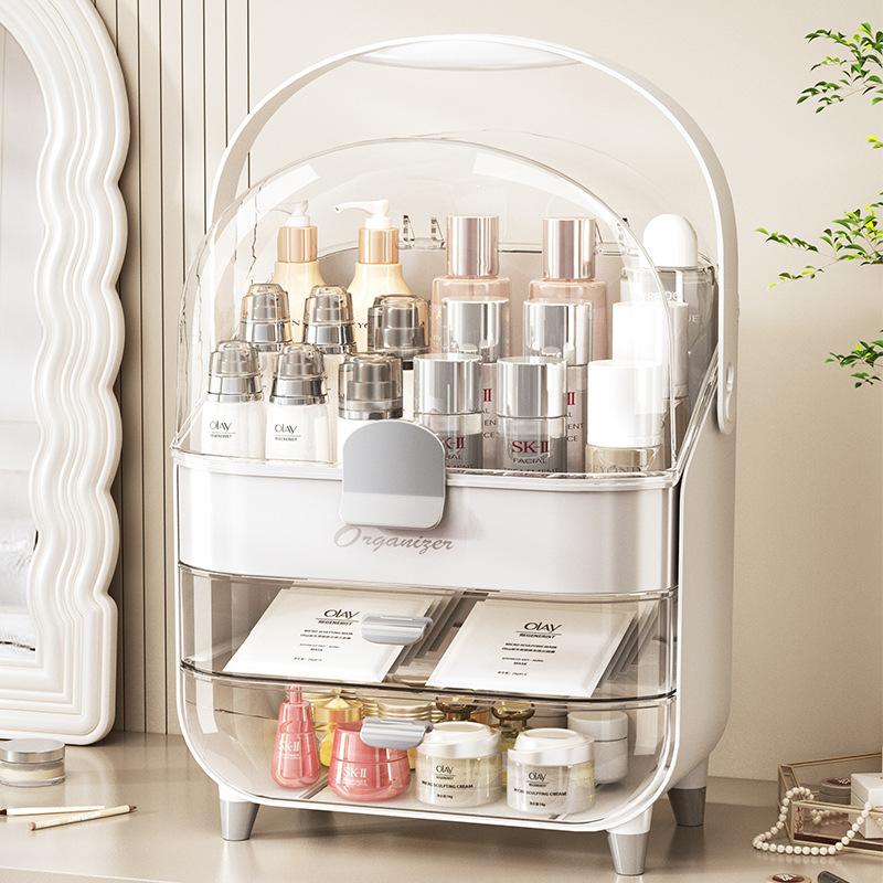 Luxury Style Cosmetic Storage Display Rack Premium Large-Capacity Dustproof Organizer for Lipstick Face Mask Skincare