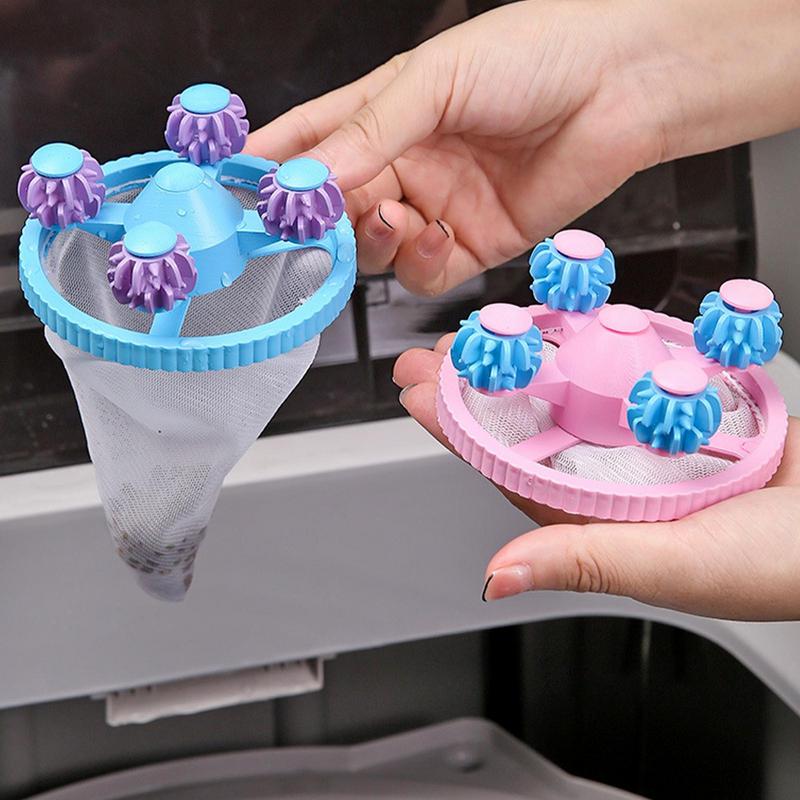 Hair Remover For Laundry 3X Lint Catcher Mesh Bag Conical Reusable Floating Hair Filtering Mesh Removal Lint Cleaning Tool For