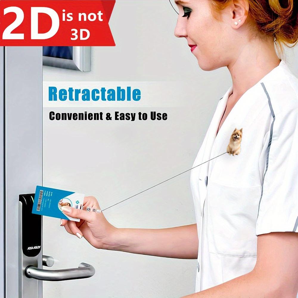 2D cute dog retractable badge reel for nurses, doctors, teachers, and medical staff.