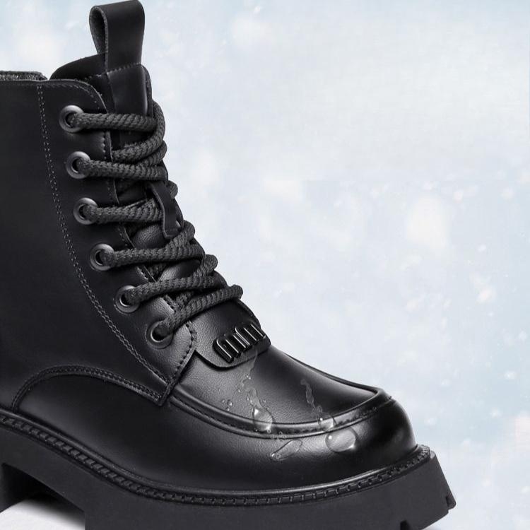 Kožené a kožešinové integrované sněhule pro ženy Zimní vlněné boty pro ženy Retro teplé bavlněné boty se silnou podrážkou s plyšovými a silnými bavlněnými botami