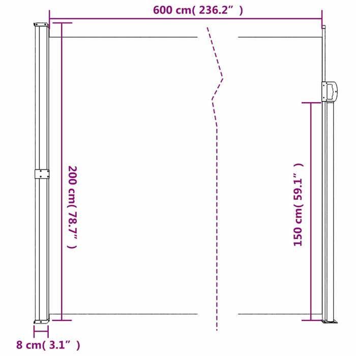 VidaXL Auvent Latéral Rétractable, Brise-vue de Jardin, Écran de Protection, Écran de Balcon Terrasse Arrière-cour 4004563