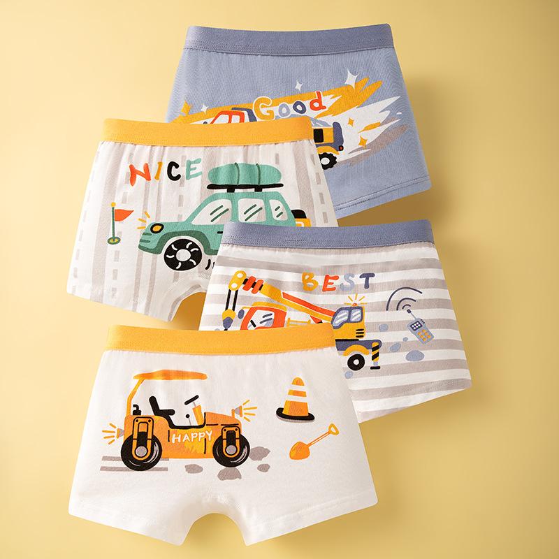 Boys' Boxer Briefs Boys' Toddler Personalized Printed Durable and Not Easily Deformed Underwear Truck Shorts Soft Cotton Cute Children's Underwear