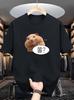 Unisex O Neck Tee Viral Hamster Korean Meme Hangul Bubble Print Soft Cotton Loose Male Trend Street Summer Daily Casual Basic Top