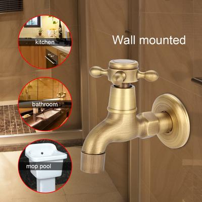 Faucet Wall Mounted Vintage  Brass Faucet Single Cold Water Tape for Kitchen Sink Mop Pool Wall Mount Faucet Vintage Faucet