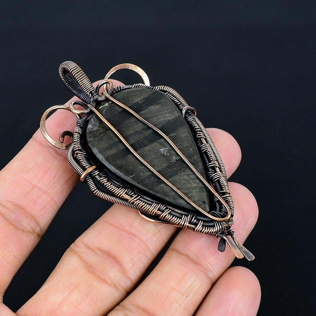 Hypersteen 999 Copper Wire Wrapped Pendant, Handmade Gemstone Jewelry Pendant Gift For Birthday