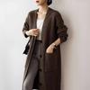 Thickened knitted cardigan jacket women's autumn and winter new retro loose lazy style medium and long sweater with tide