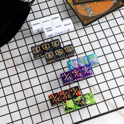 63 MTG Dice Counters, Bulk Ability Keywords, MTG Token Sealed Life Counter, 6-Sided Dice Set for Magic the Gathering, TCG, Card Game Accessories