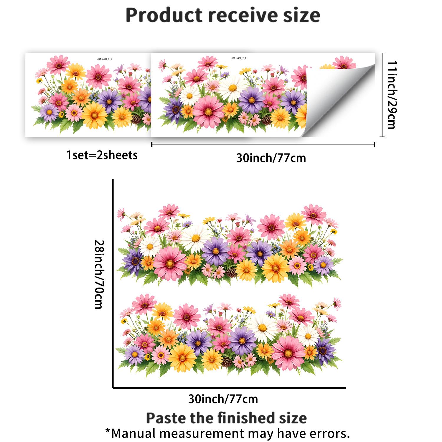 

Цветная ромашка Статичная наклейка на окно ПВХ Глянцевая Съемная для витрины магазина Домашний декор Искусство 29x77cm*2pcs разноцветный