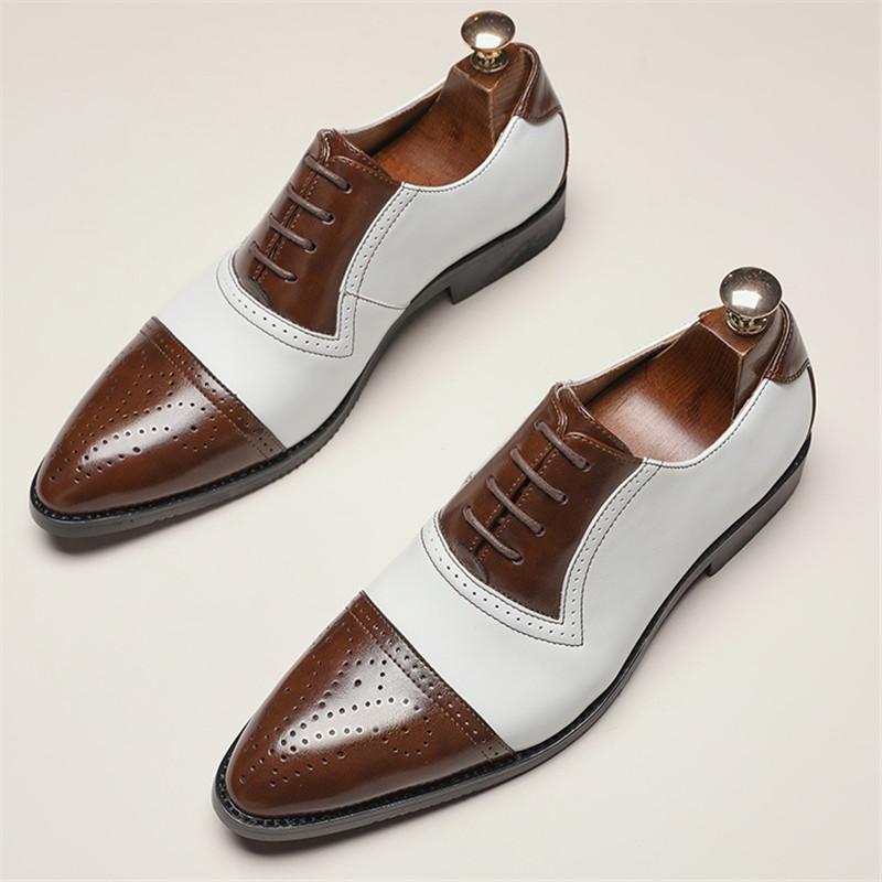 

Мода Новые Мужские Остроносые Белые Черные Комбинированные Плоские Броги Обувь Роскошный Дизайнер Мужская Свадебная Одежда Для Выпускного Вечера Обувь Zapatos Hombre 38