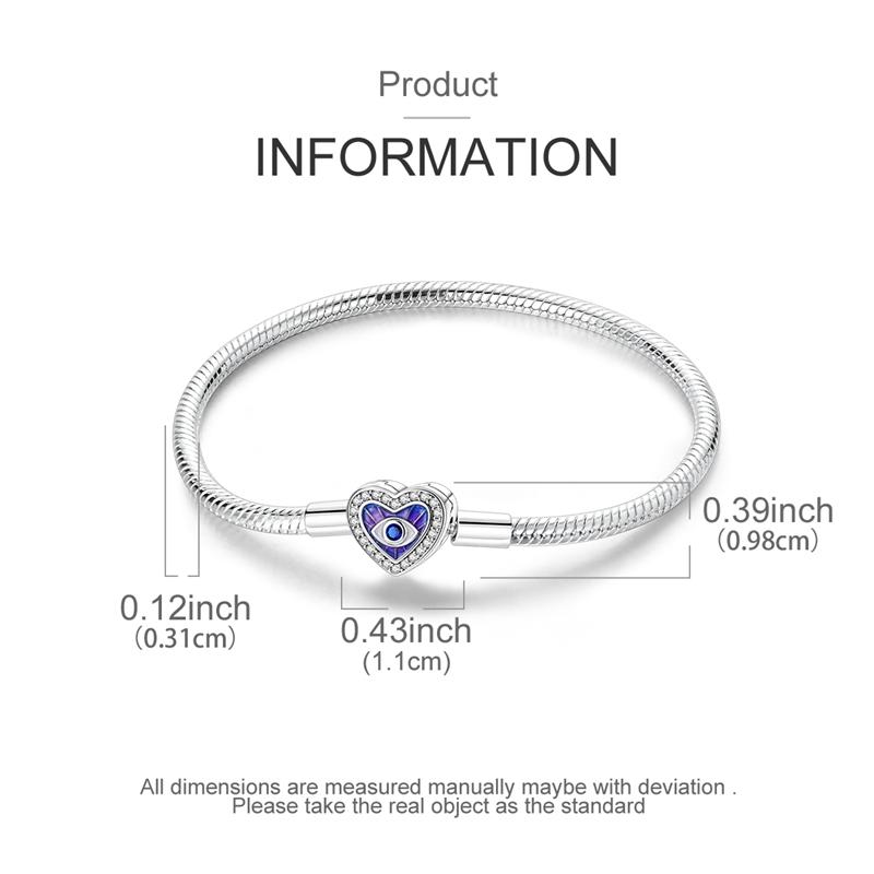 925 Silver Snake Chain Bracelet with Clasp for European Bead Pendant DIY Jewelry Making
