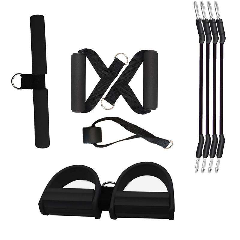 

1pc Black Resistance Band with Handles Foot Pedal Exercise Rope for Waist/Arm/Leg Training Home Fitness & Yoga/Pilates Equipment