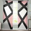 Pink Black Ash Geometric Square Voile Sheer Curtains Living Room Window Chiffon Tulle Curtain Kitchen Bedroom Drapes Home Decor