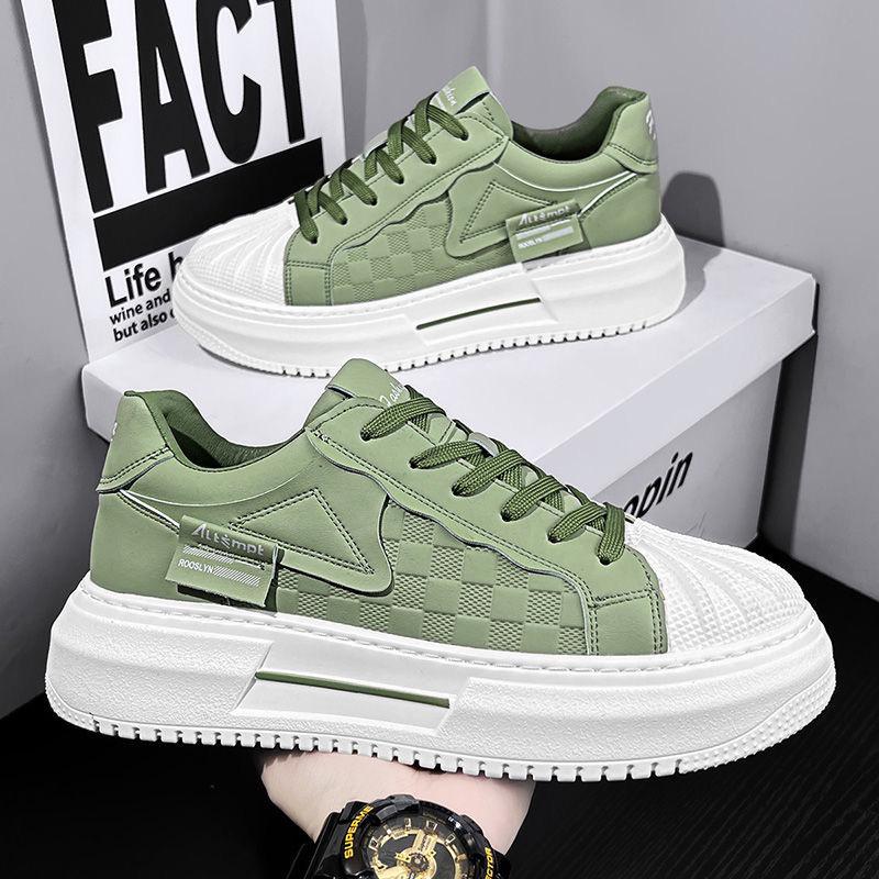 Men's Summer Breathable White Sneakers: Trendy, Versatile, Thick-Soled, Casual Shell Toe Skate Shoes