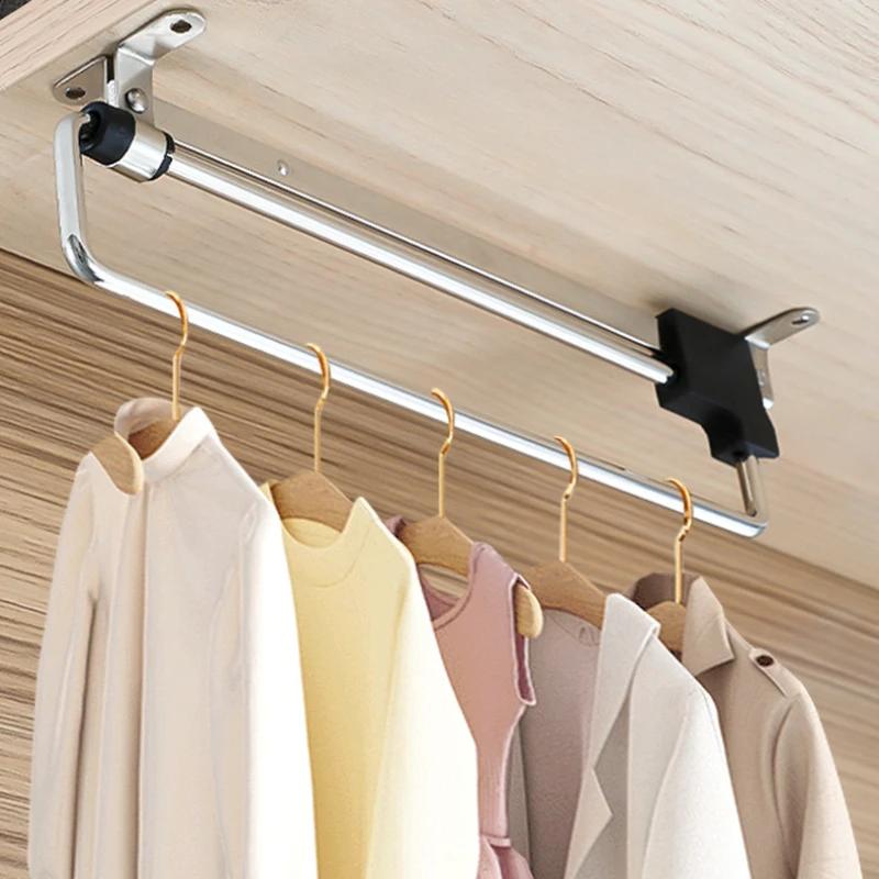 Retractable Closet Hangers Vertical Pull-Out Top Mounted Shallow Cabinet Hanging Rod for Trouser Storage No Hole Drilling Requir