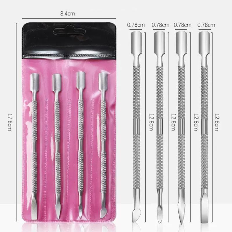 

4pcs/Lot Stainless Steel Cuticle Remover Double Sided Finger Dead Skin Push Nail Cuticle Pusher Manicure Nail Care Tool