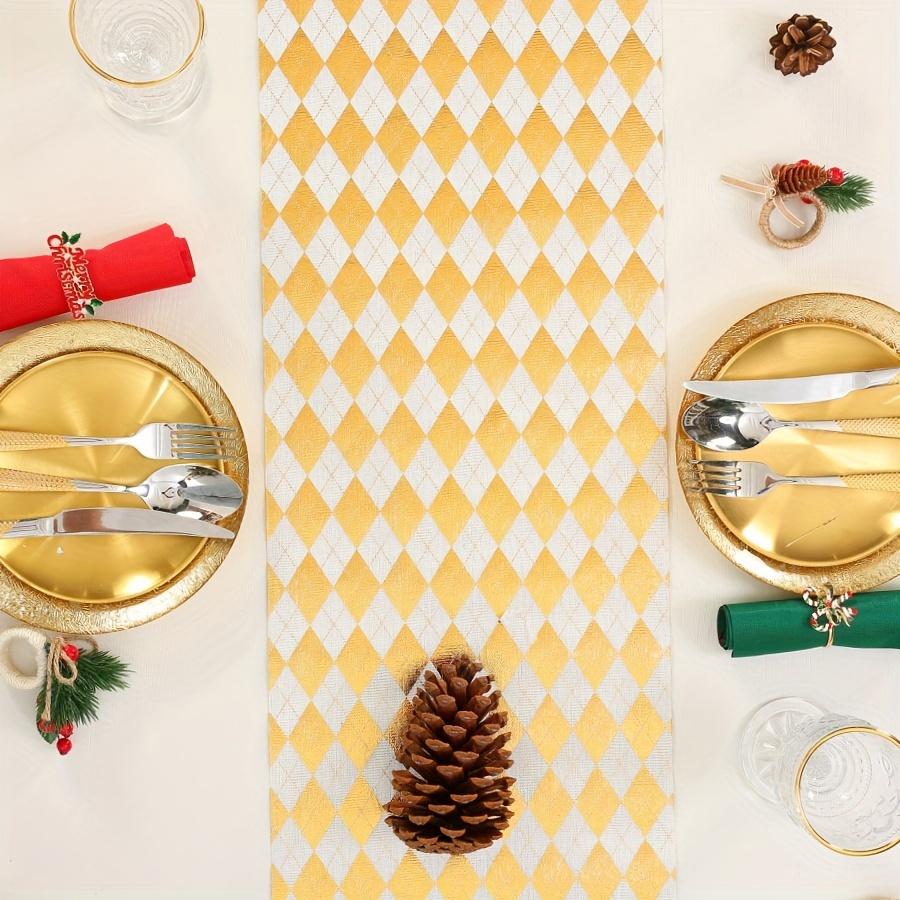 1 Piece of Anti-scalding Polyester-cotton Rhombus-printed Tablecloth - Suitable As a Coffee Table Mat and Party Table Decorative Table Flag