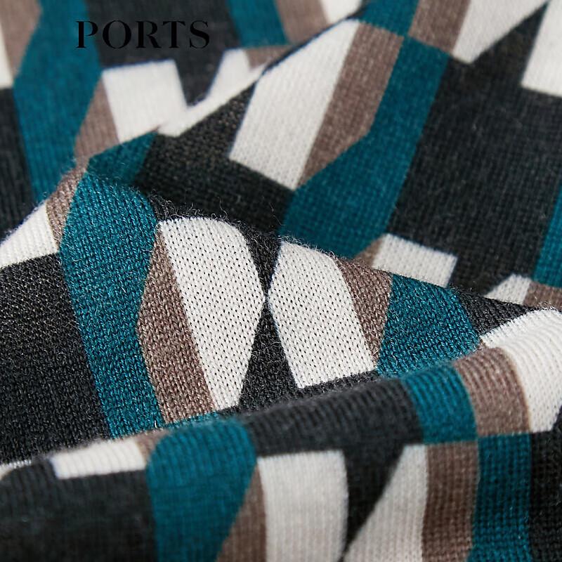 PORTS Women's High Neck Mixed-Color Knit Sweater