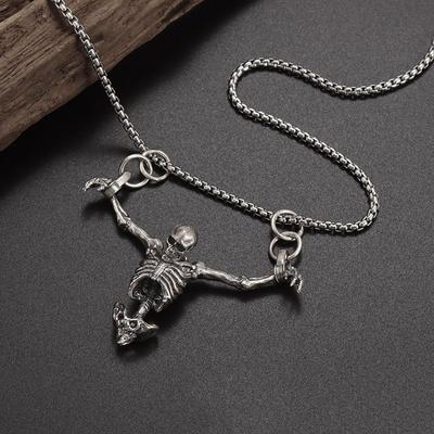 New Design European and American Halloween Punk Wind Suffering Skull Necklace Independent Fashion Retro Jewelry Pendant.