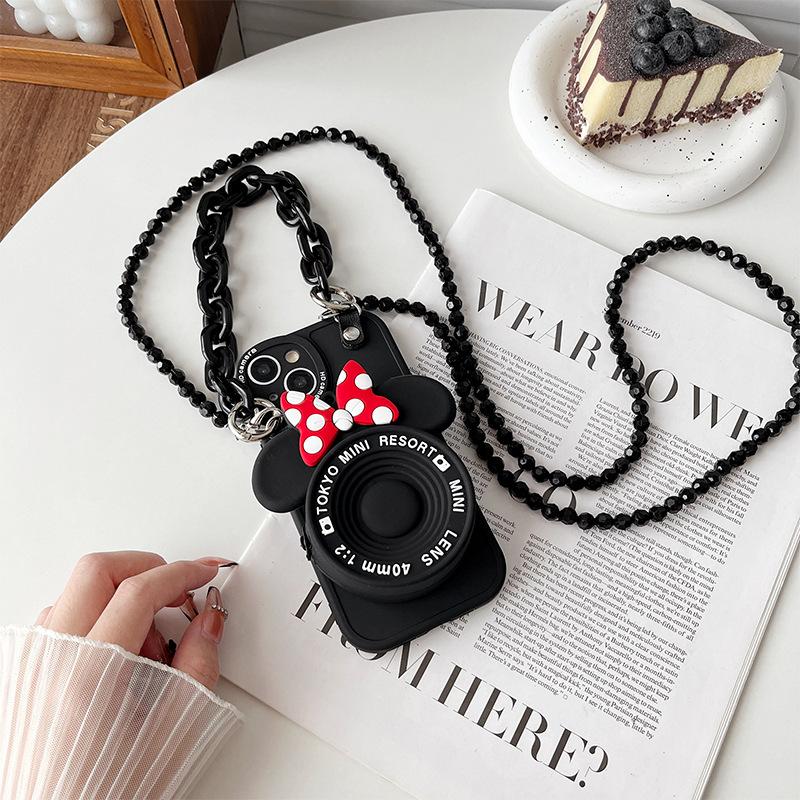 

Applicable Iphone17Promax Portable Chain Mickey Mouse Wallet Apple 15Pro Crossbody Chain 16 Fine Hole Silicone X iPhone 7/8/SE 2020