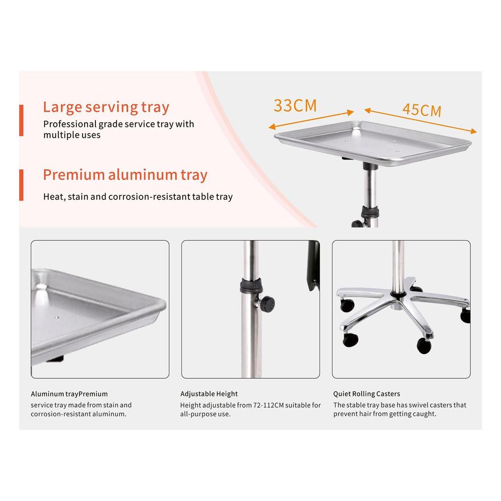 Hair Salon Rolling Cart Tray Stylist Instrument Stand on Wheels for