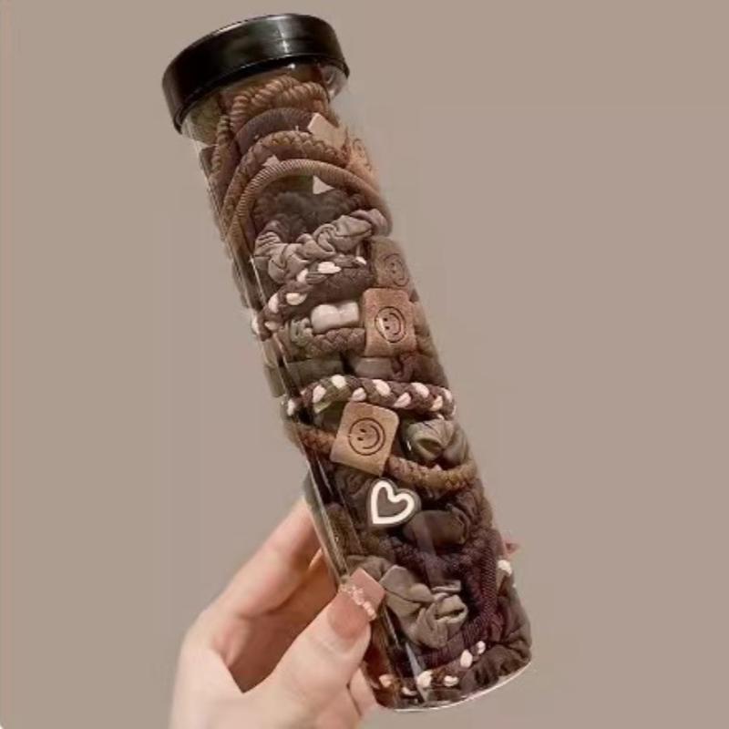 

Набор из 20 минималистичных модных колец для волос и резинок для волос - тканевые, милые и гибкие резинки для волос, вдохновение ко Дню святого Валентина, one size кофейный