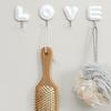 Yousheng 4Pcs/Set Letter Wall Decor Hooks Wall Mounted Love Hooks Waterproof Adhesive Bathroom Hooks for Entrance Bedroom Living Room