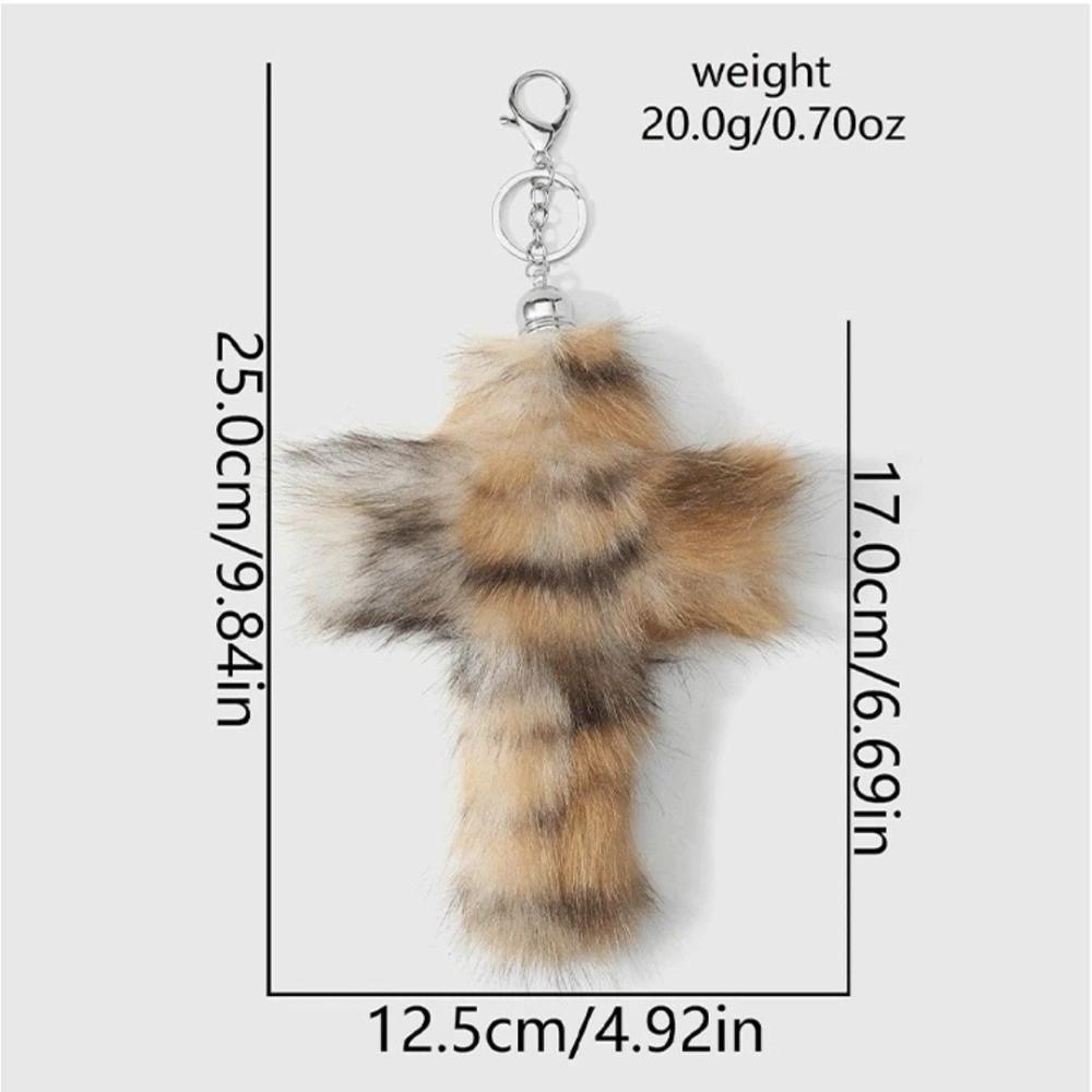Plush Keychain Accessories Zebra Print Bag Pendant Aesthetic Cross Keychain  Goth Jewelry