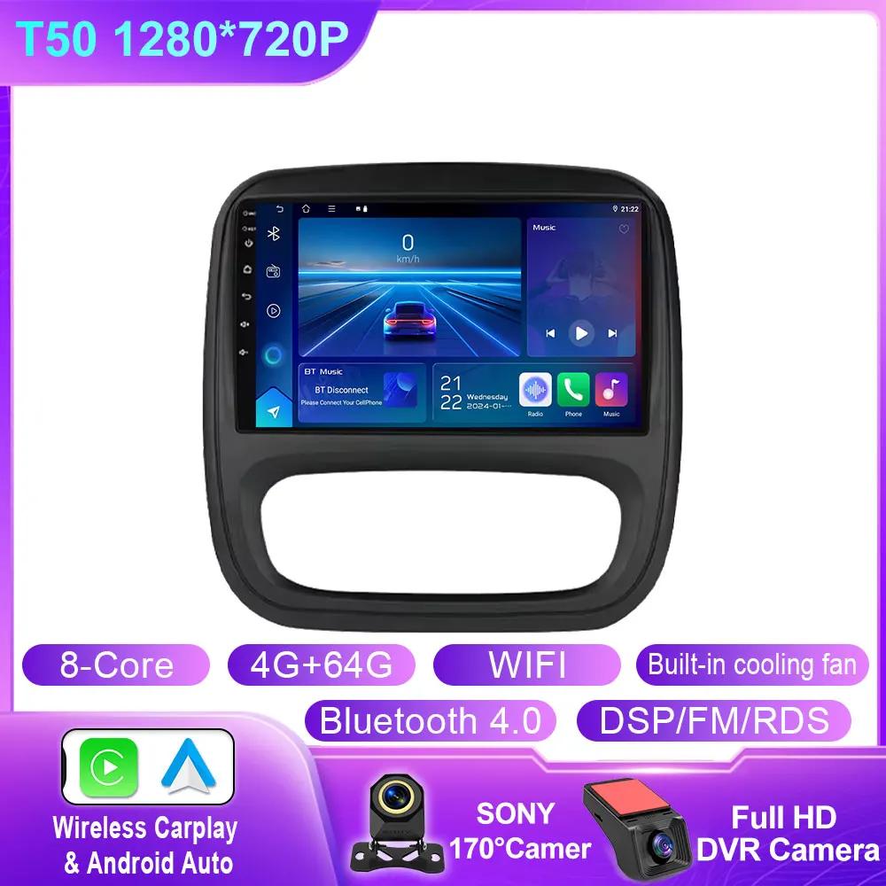 Android 14 For Renault Trafic 3 2014 - 2021 For Opel Vivaro B 2014 - 2018 Auto Radio Multimedia Car Player GPS Video Cam Dash BT