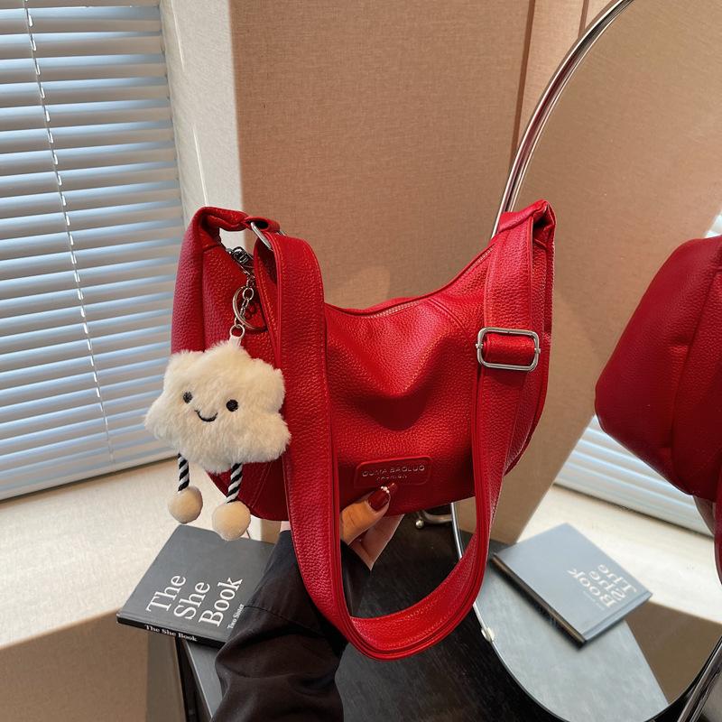 

Летняя сумка женская 2025 новая модная и популярная высококлассная сумка через плечо большой вместимости сумка-мессенджер сумка-пельмень бордовый