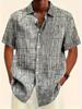 Printed Design - Not Textured] 2026 Summer New Arrival Men's Plus Size Shirt, Men's Summer Casual Short Sleeve Shirt, Striped Print, PLUS SIZE