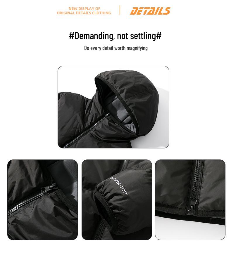 Unisex Hooded Color Block Winter Cotton Jacket, Thickened and Trendy Loose Fit.