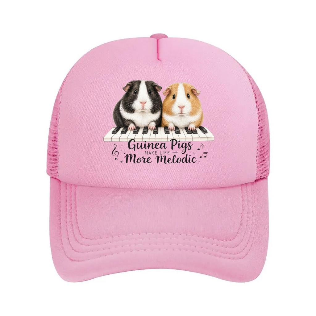 Cute Guinea Pigs Piano Keyboard Art Mesh Baseball Cap For Womens Unisex FeUnisex Beach Dad Hat Hip Hop